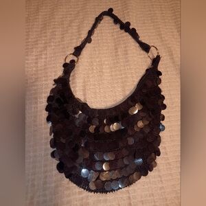 Sequined Crochet Black Vintage Purse